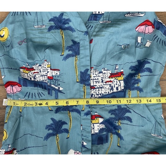 Boden Josephine Midi Dress Size 8 Blue Coastal Print Sleeveless V Neck A Line - Picture 7 of 9